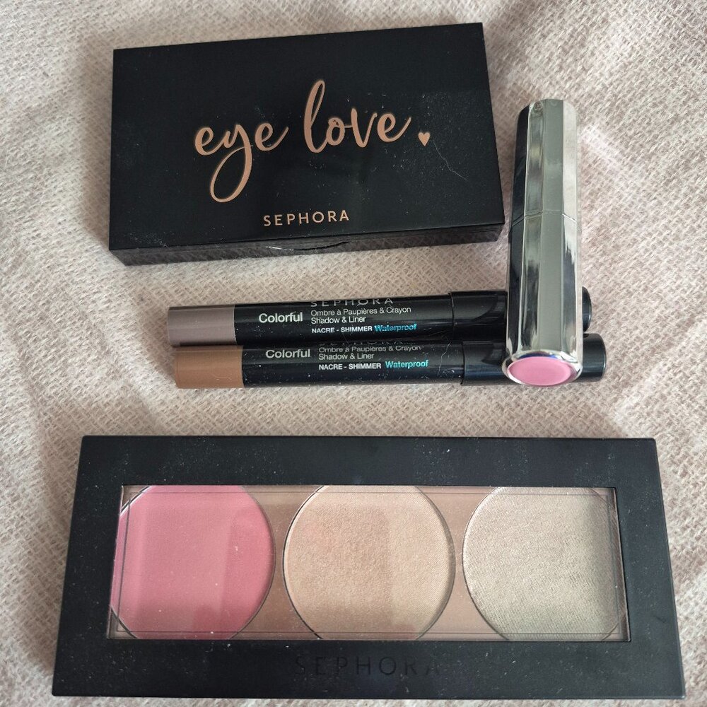 Sephora bundle - face palette, eyeshadows, lip